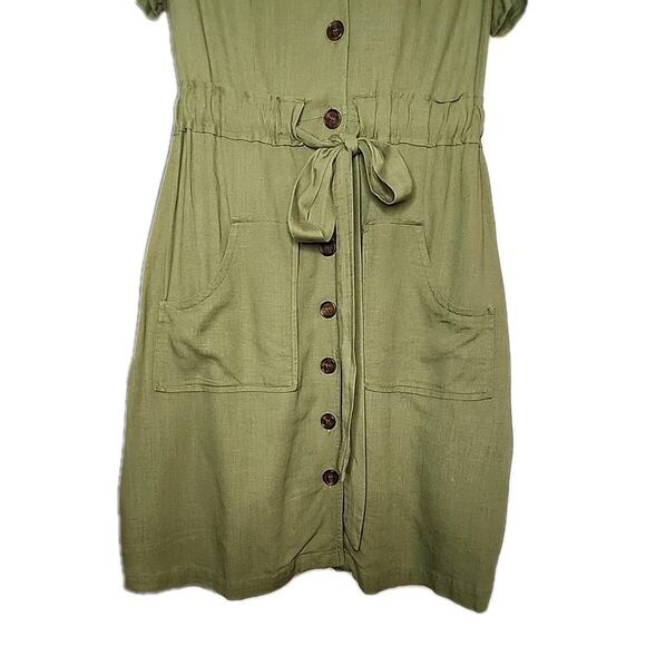 ModCloth Womens Sz L Green Olive , Lined, Belted Sailor Retro ,Viscose Blend - Picture 3 of 10